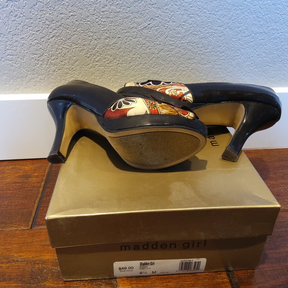 Floral satin and brown heels women's size 6.5 - Picture 4 of 5